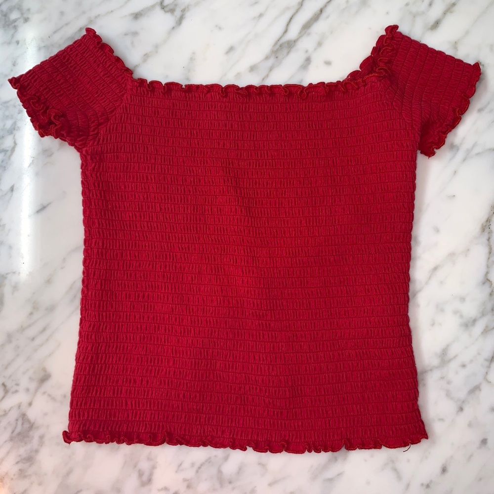 Red Off The Shoulder Crop Top